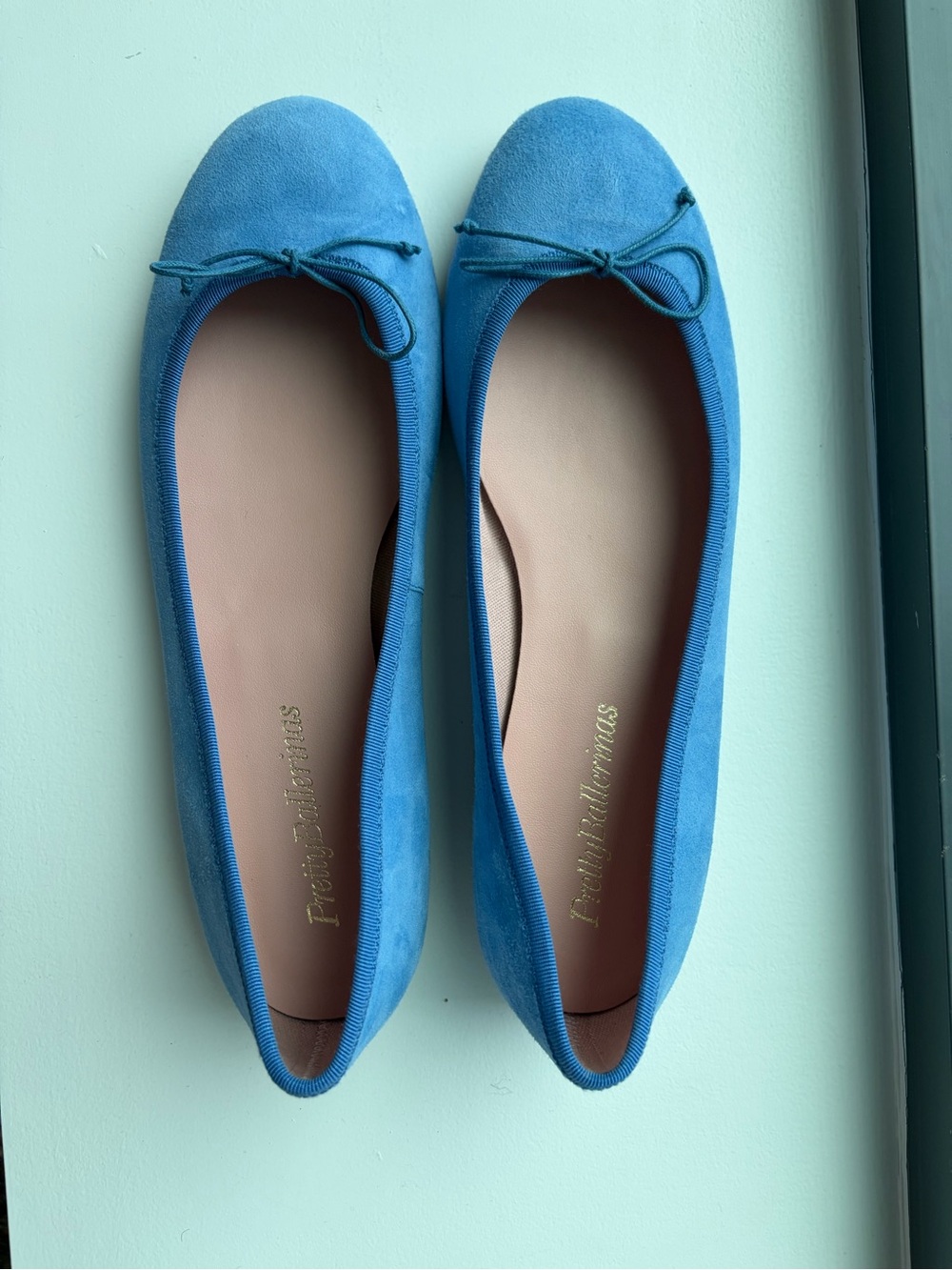 New Pretty Ballerinas Ballet Flats Blue Suede Size 9 (EU 40)